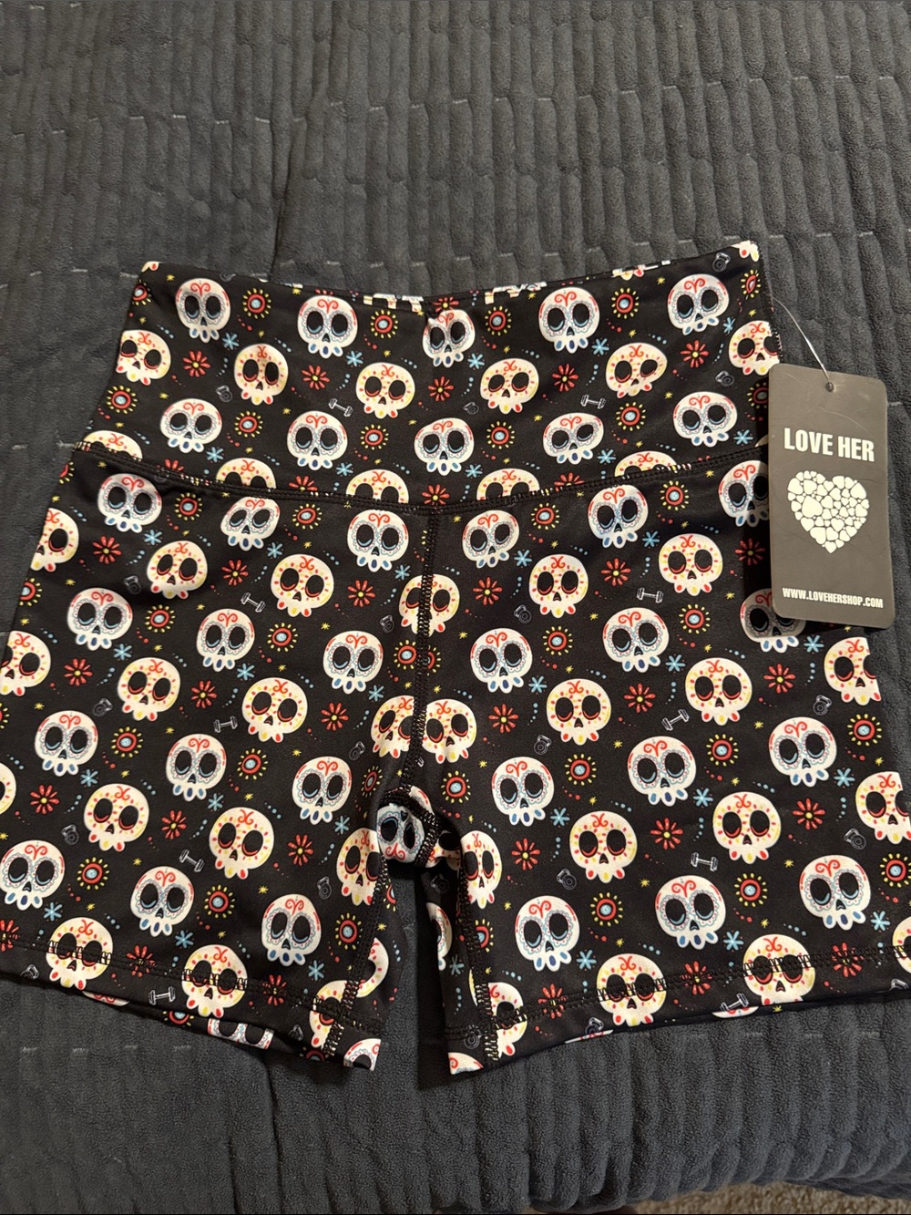 Black Sugar Skull Athletic Shorts